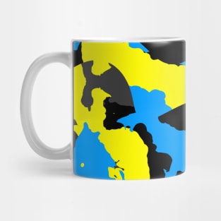 Blue yellow black and gray abstract Mug